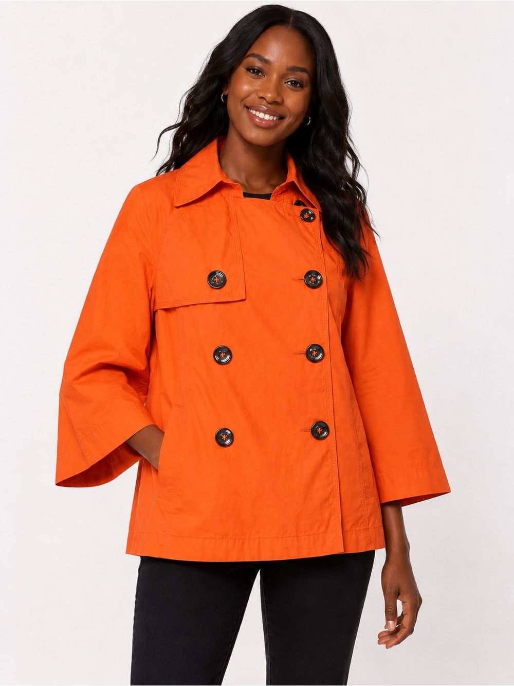 Michael Kors Women’s Orange Double Breasted Trench Jacket Coat XS